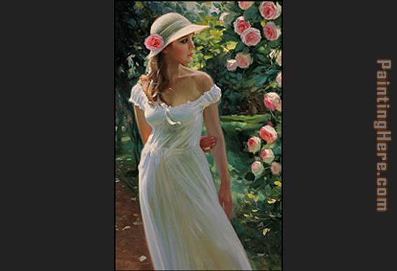 park of rose painting - Vladimir Volegov park of rose art painting